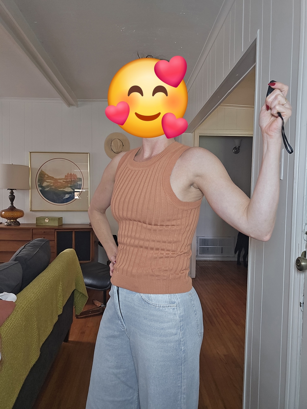 DOUBLE ZERO-Ribbed Sleeveless Knit Tank - Rust/ Orange/ Terra Cotta